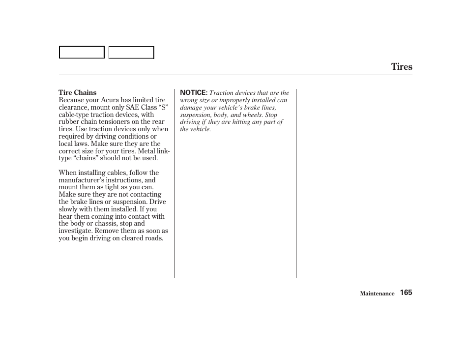 Tires | Acura 2004 NSX - Owner's Manual User Manual | Page 168 / 230