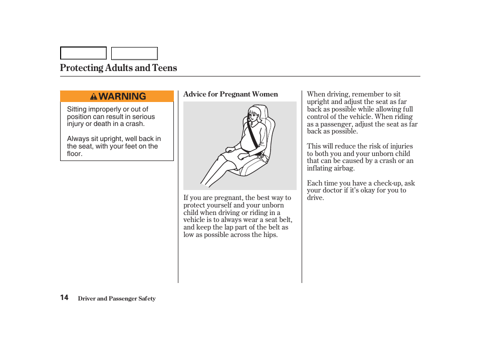 Protecting adults and teens | Acura 2004 NSX - Owner's Manual User Manual | Page 17 / 230