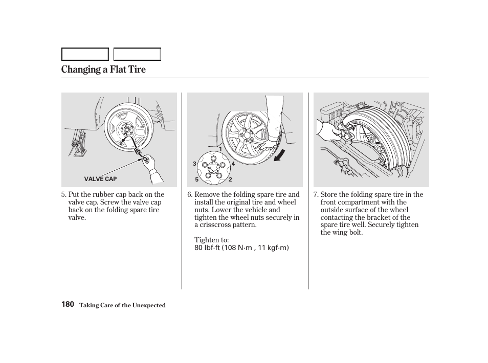 Changing a flat tire | Acura 2004 NSX - Owner's Manual User Manual | Page 183 / 230
