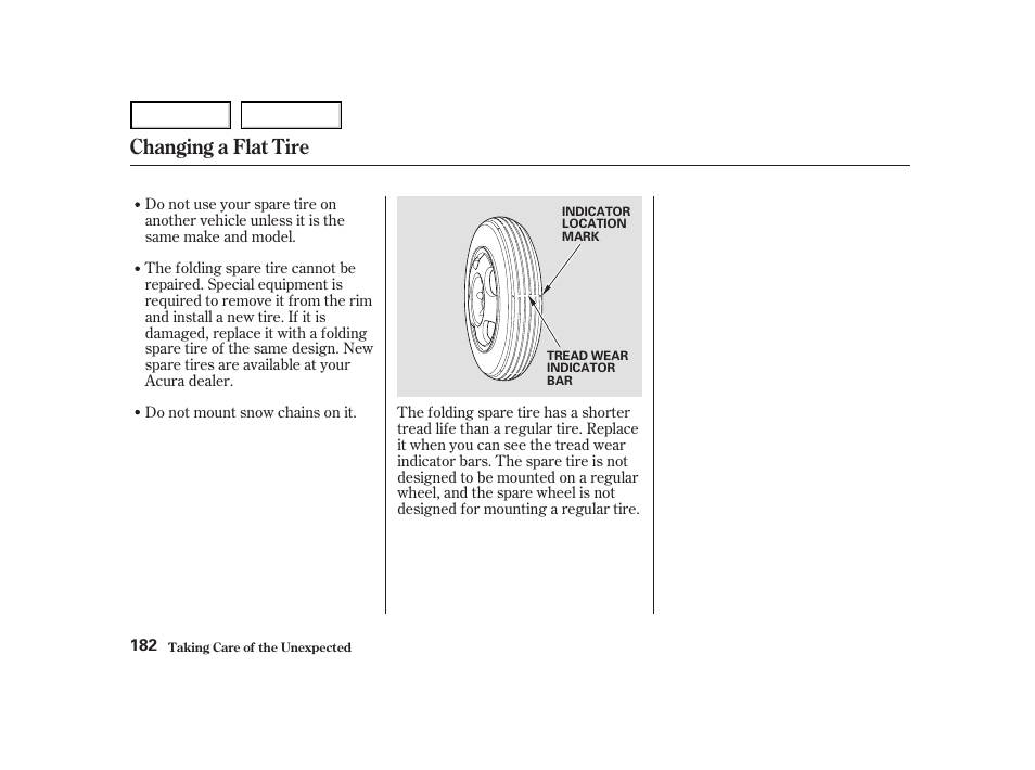 Changing a flat tire | Acura 2004 NSX - Owner's Manual User Manual | Page 185 / 230