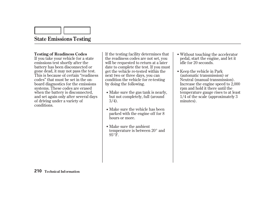 State emissions testing | Acura 2004 NSX - Owner's Manual User Manual | Page 213 / 230