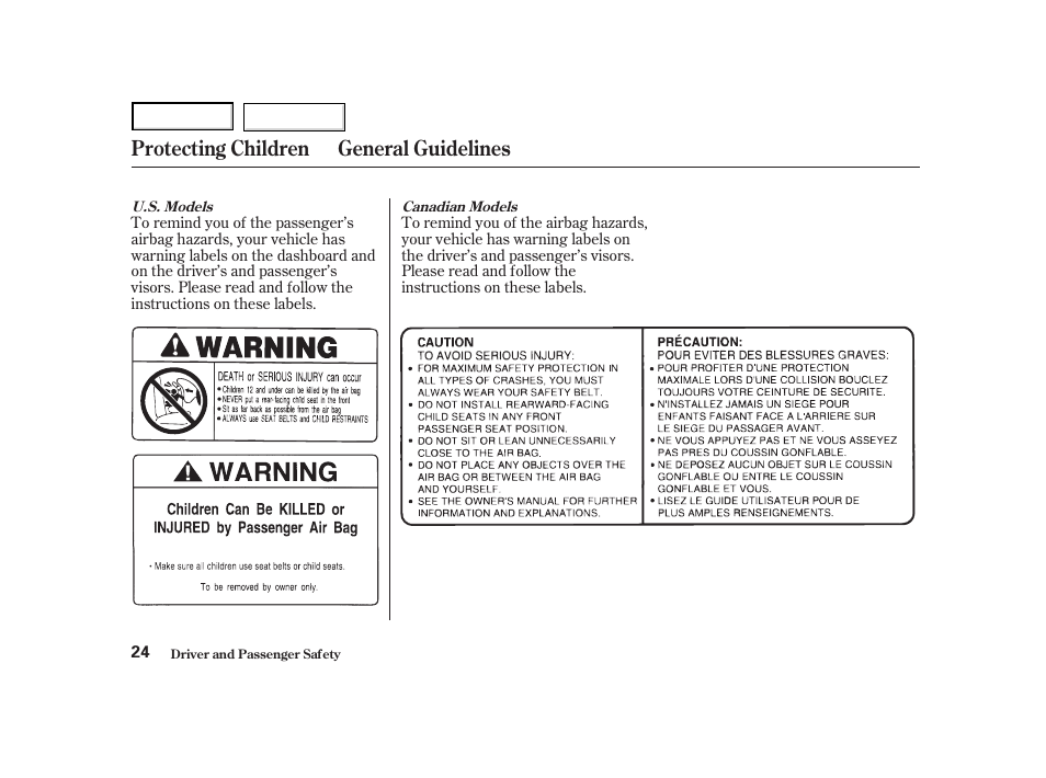Protecting children general guidelines | Acura 2004 NSX - Owner's Manual User Manual | Page 27 / 230