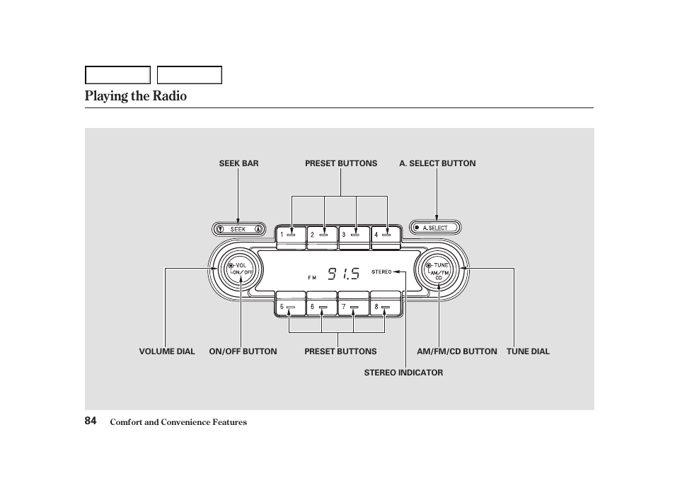 Playing the radio | Acura 2004 NSX - Owner's Manual User Manual | Page 87 / 230