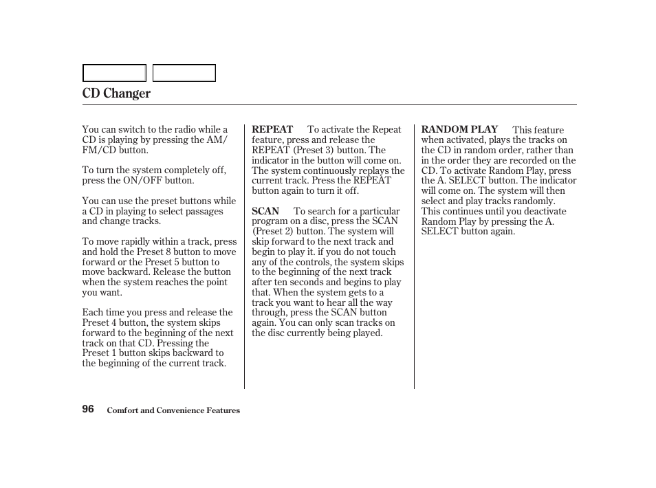 Cd changer | Acura 2004 NSX - Owner's Manual User Manual | Page 99 / 230
