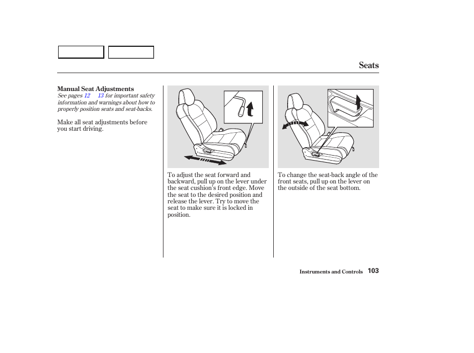 Seats | Acura 2003 MDX - Owner's Manual User Manual | Page 107 / 420