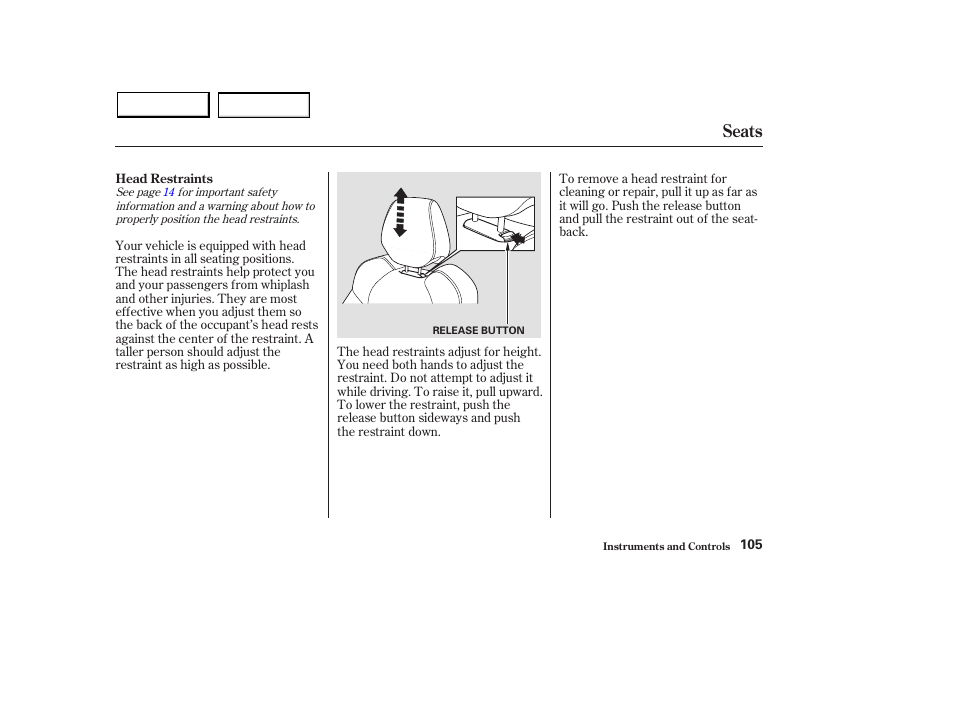 Seats | Acura 2003 MDX - Owner's Manual User Manual | Page 109 / 420