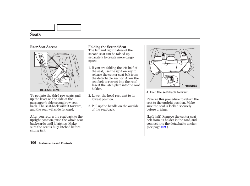 Seats | Acura 2003 MDX - Owner's Manual User Manual | Page 110 / 420