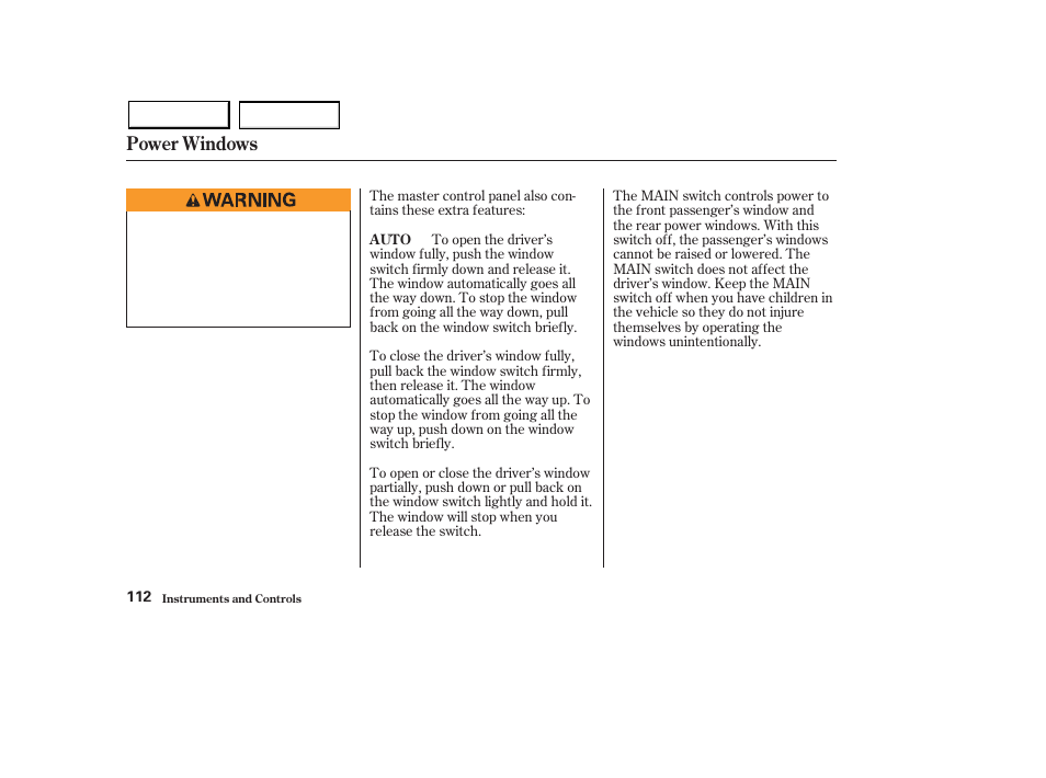 Power windows | Acura 2003 MDX - Owner's Manual User Manual | Page 116 / 420