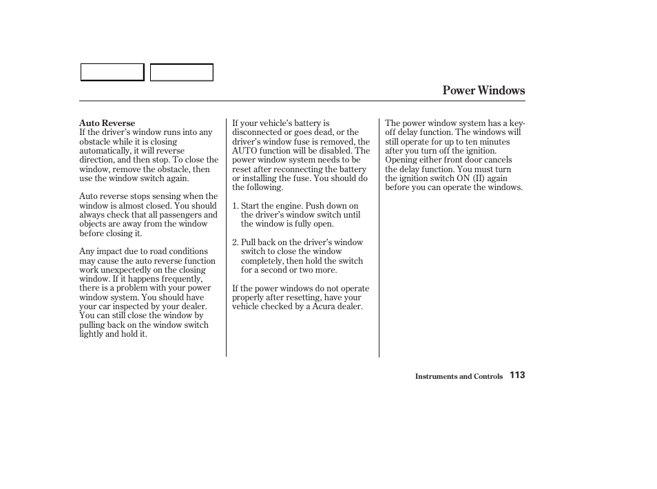 Power windows | Acura 2003 MDX - Owner's Manual User Manual | Page 117 / 420