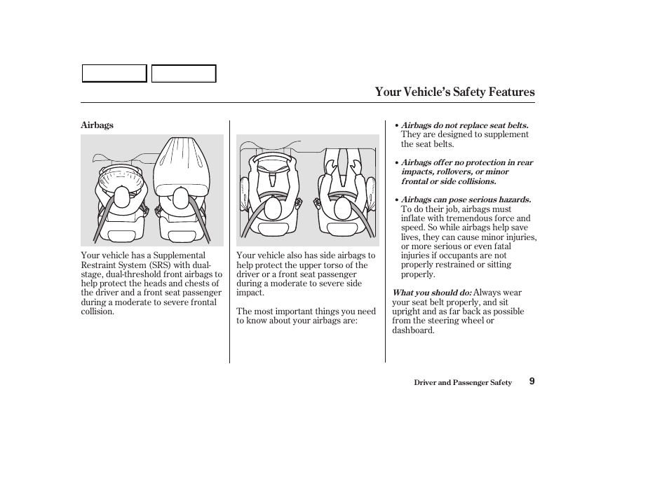 Your vehicle’s safety features | Acura 2003 MDX - Owner's Manual User Manual | Page 13 / 420
