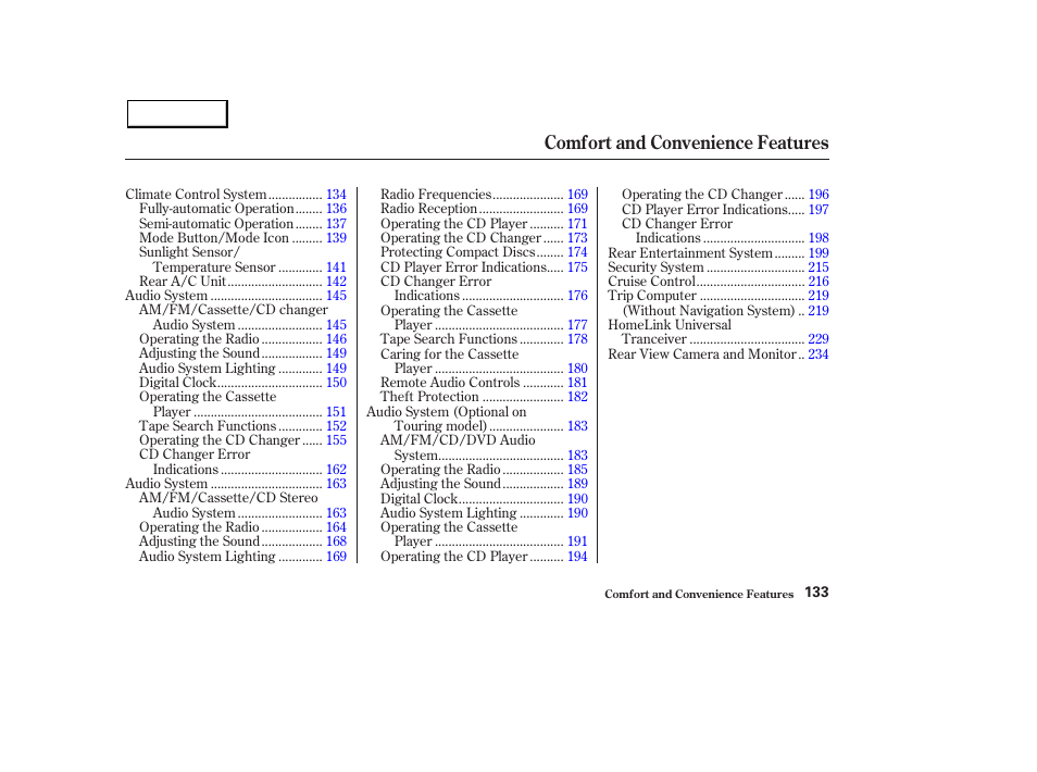 Comfort and convenience features | Acura 2003 MDX - Owner's Manual User Manual | Page 137 / 420