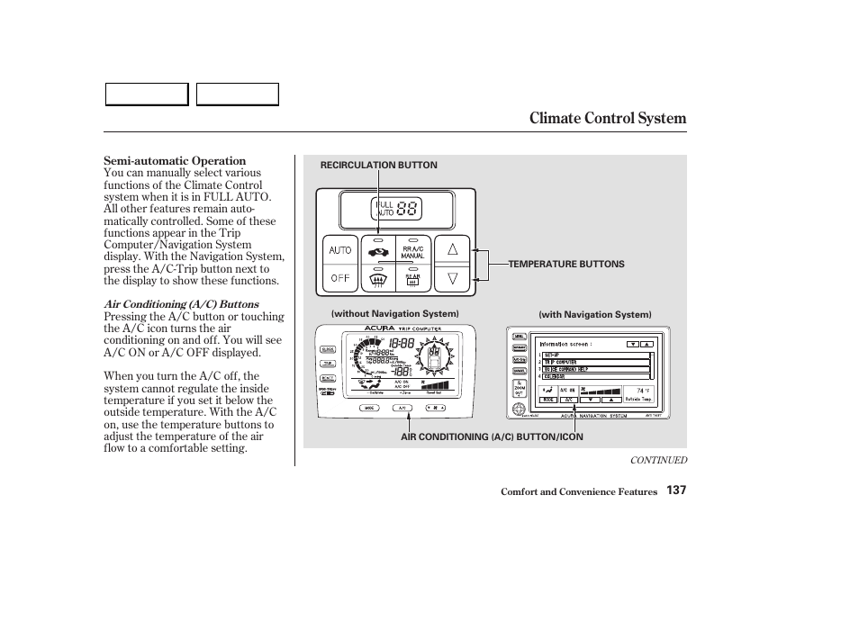 Climate control system | Acura 2003 MDX - Owner's Manual User Manual | Page 141 / 420