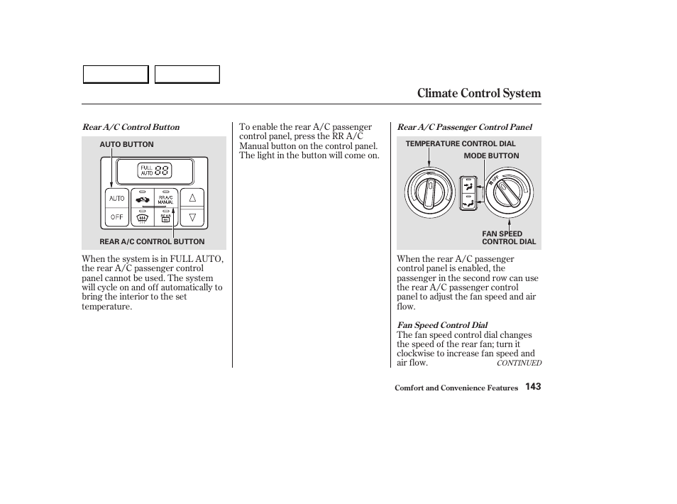 Climate control system | Acura 2003 MDX - Owner's Manual User Manual | Page 147 / 420