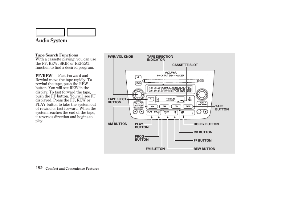 Audio system | Acura 2003 MDX - Owner's Manual User Manual | Page 156 / 420