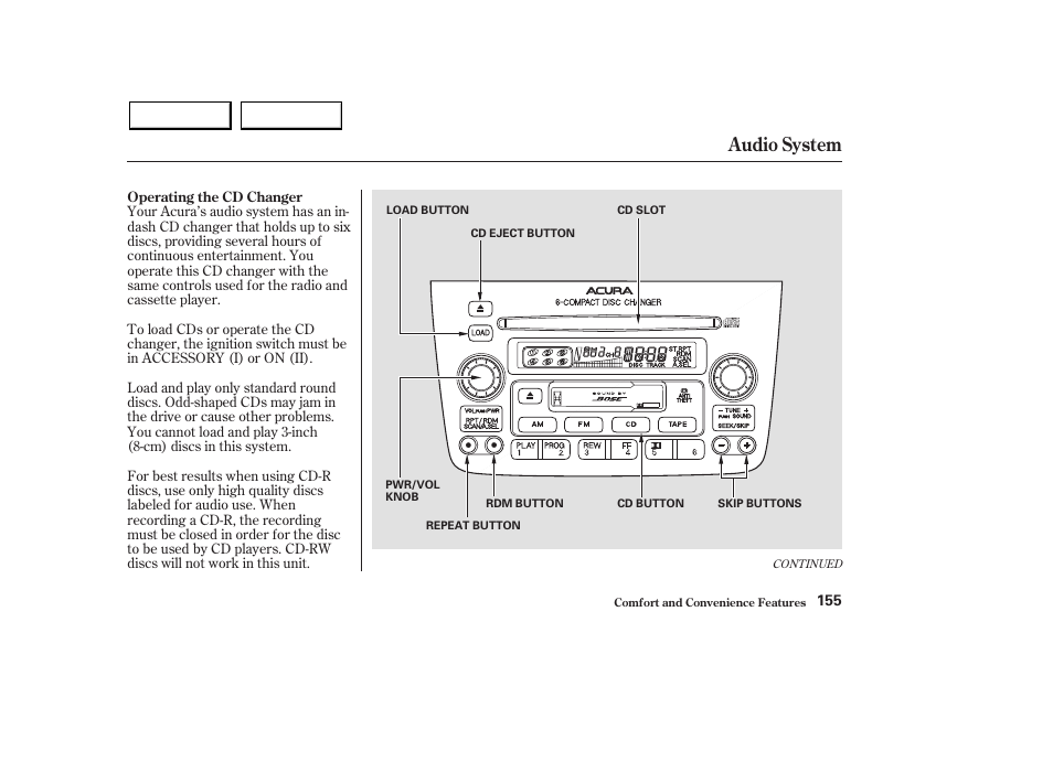 Audio system | Acura 2003 MDX - Owner's Manual User Manual | Page 159 / 420