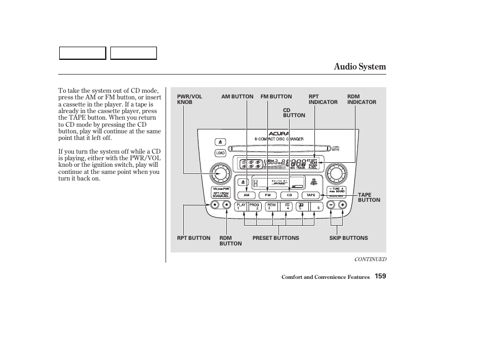 Audio system | Acura 2003 MDX - Owner's Manual User Manual | Page 163 / 420