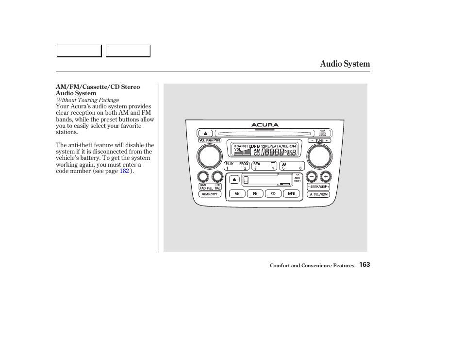 Audio system | Acura 2003 MDX - Owner's Manual User Manual | Page 167 / 420