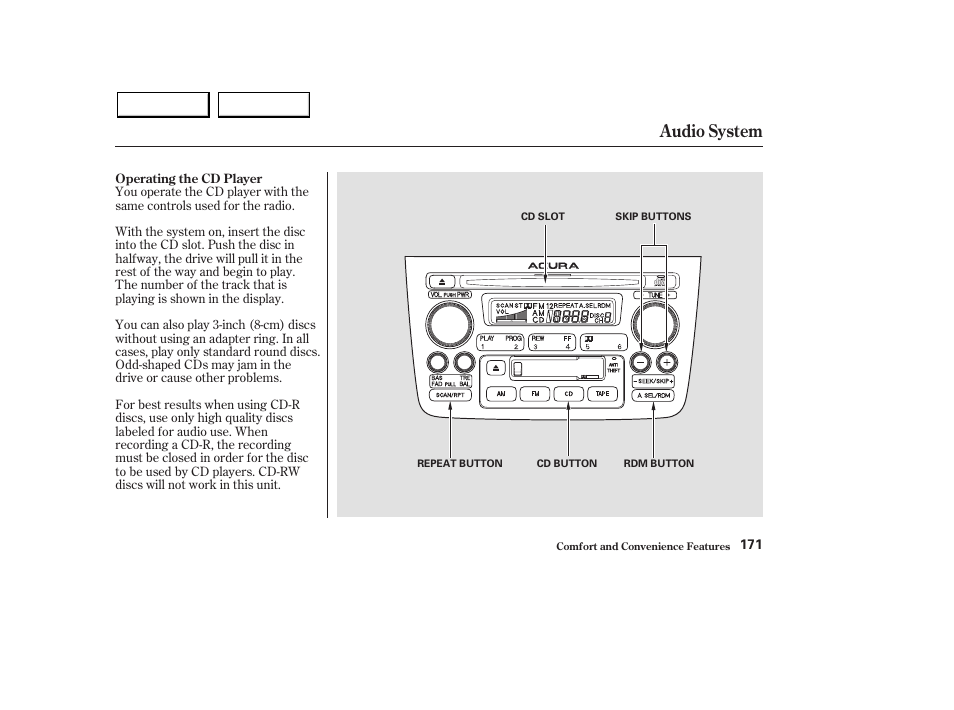 Audio system | Acura 2003 MDX - Owner's Manual User Manual | Page 175 / 420