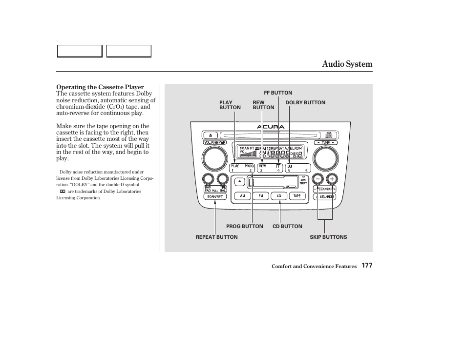 Audio system | Acura 2003 MDX - Owner's Manual User Manual | Page 181 / 420