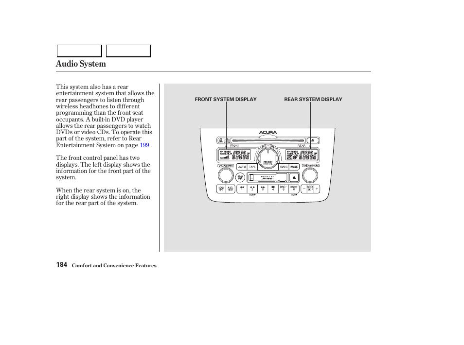 Audio system | Acura 2003 MDX - Owner's Manual User Manual | Page 188 / 420