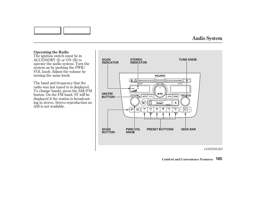 Audio system | Acura 2003 MDX - Owner's Manual User Manual | Page 189 / 420