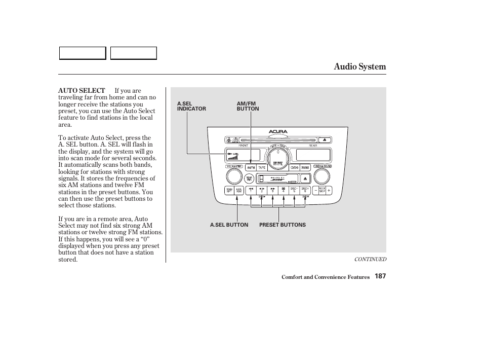 Audio system | Acura 2003 MDX - Owner's Manual User Manual | Page 191 / 420