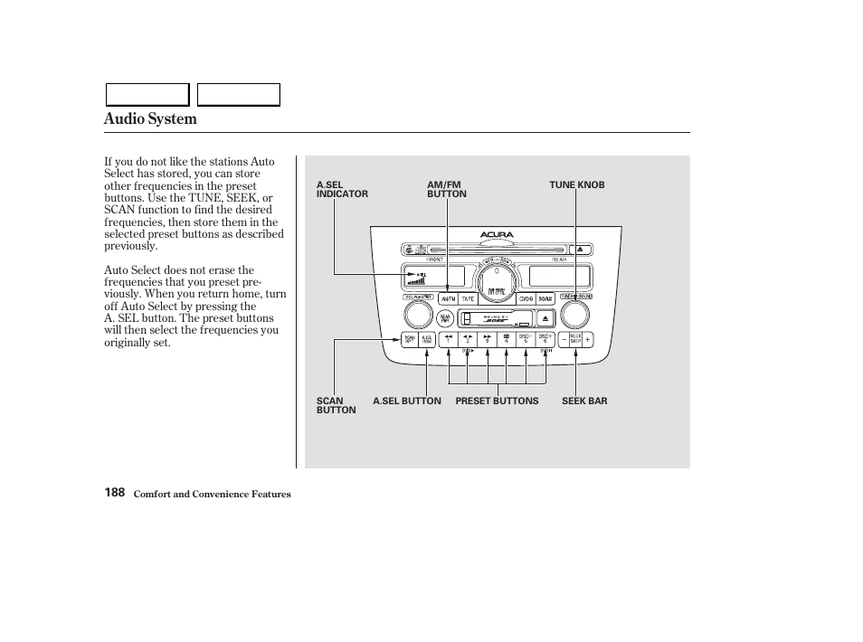 Audio system | Acura 2003 MDX - Owner's Manual User Manual | Page 192 / 420