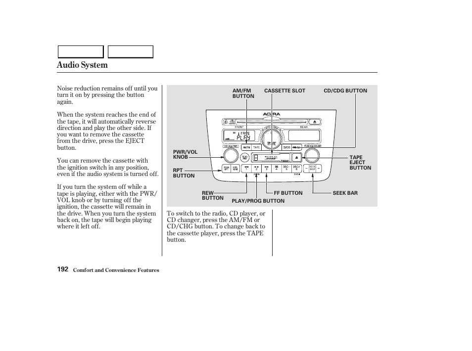 Audio system | Acura 2003 MDX - Owner's Manual User Manual | Page 196 / 420