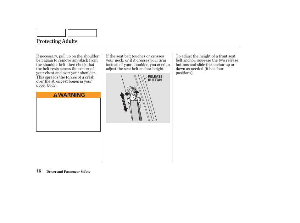 Protecting adults | Acura 2003 MDX - Owner's Manual User Manual | Page 20 / 420