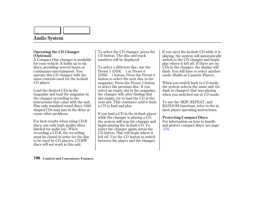 Audio system | Acura 2003 MDX - Owner's Manual User Manual | Page 200 / 420