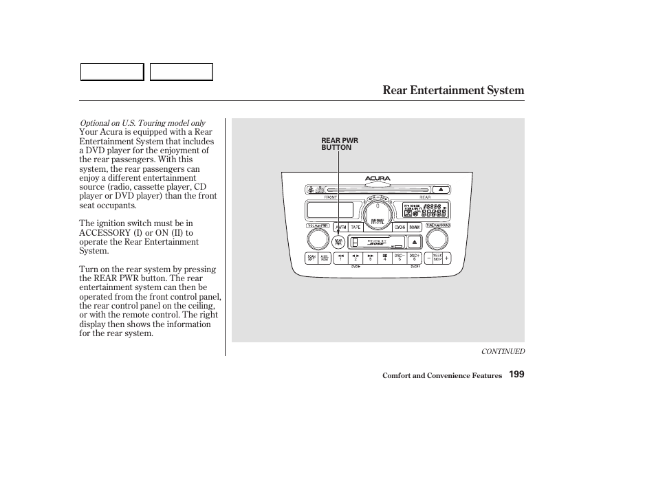 Rear entertainment system | Acura 2003 MDX - Owner's Manual User Manual | Page 203 / 420