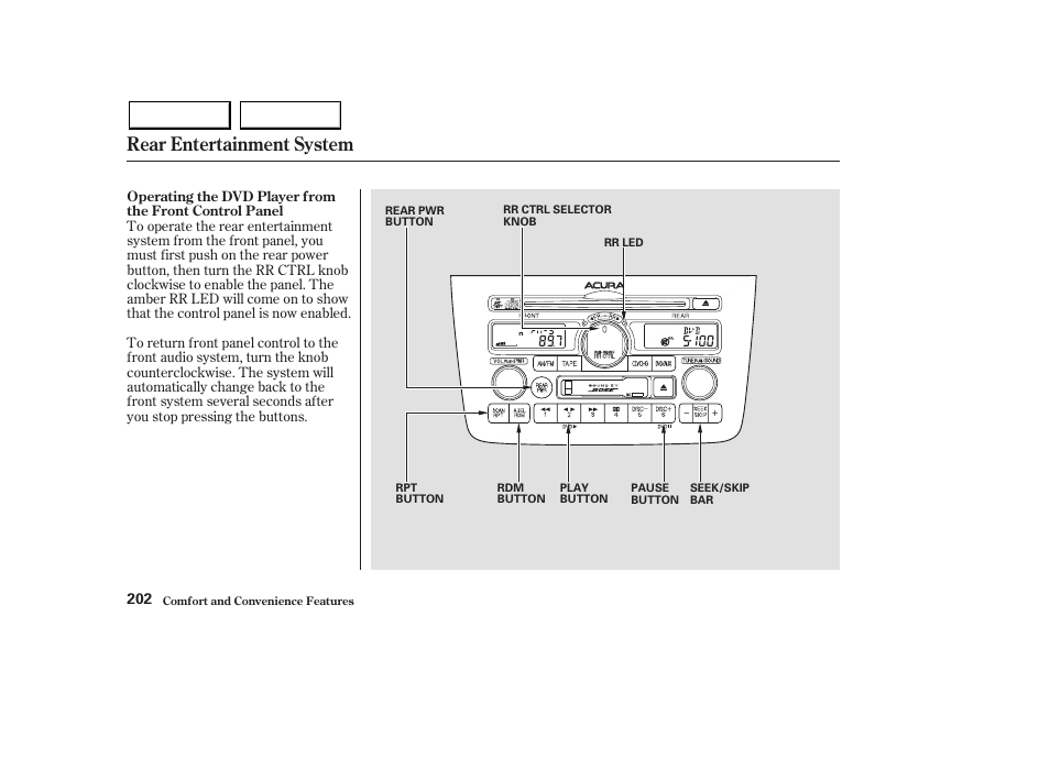 Rear entertainment system | Acura 2003 MDX - Owner's Manual User Manual | Page 206 / 420