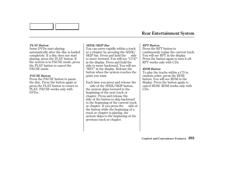 Rear entertainment system | Acura 2003 MDX - Owner's Manual User Manual | Page 207 / 420
