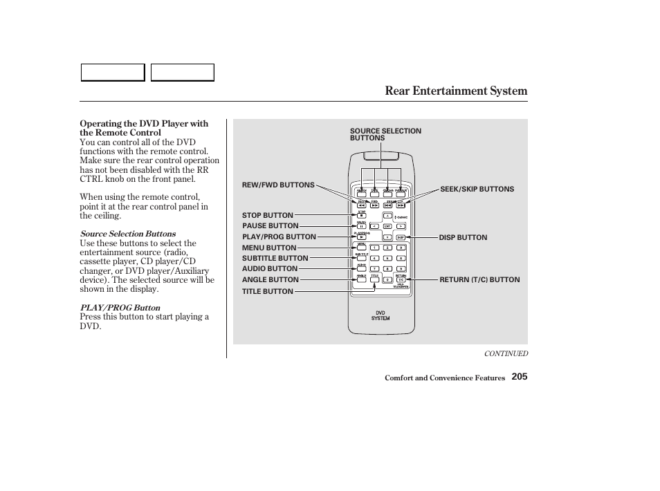Rear entertainment system | Acura 2003 MDX - Owner's Manual User Manual | Page 209 / 420