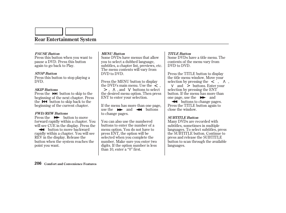 Rear entertainment system | Acura 2003 MDX - Owner's Manual User Manual | Page 210 / 420