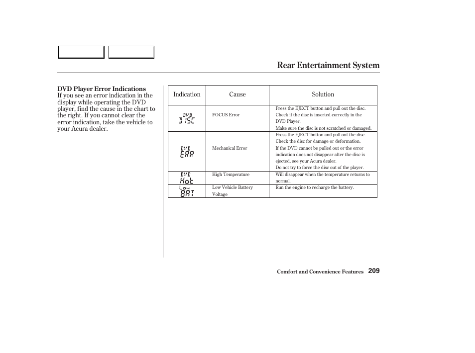 Rear entertainment system | Acura 2003 MDX - Owner's Manual User Manual | Page 213 / 420