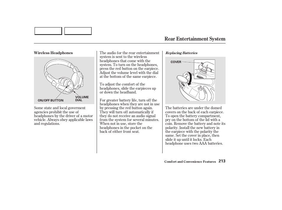 Rear entertainment system | Acura 2003 MDX - Owner's Manual User Manual | Page 217 / 420