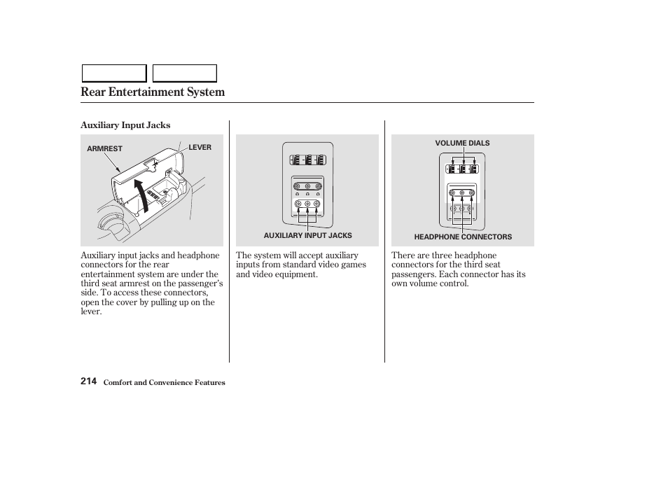 Rear entertainment system | Acura 2003 MDX - Owner's Manual User Manual | Page 218 / 420