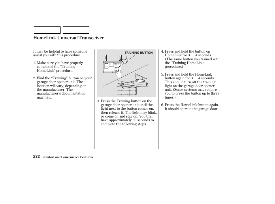 Homelink universal transceiver | Acura 2003 MDX - Owner's Manual User Manual | Page 236 / 420
