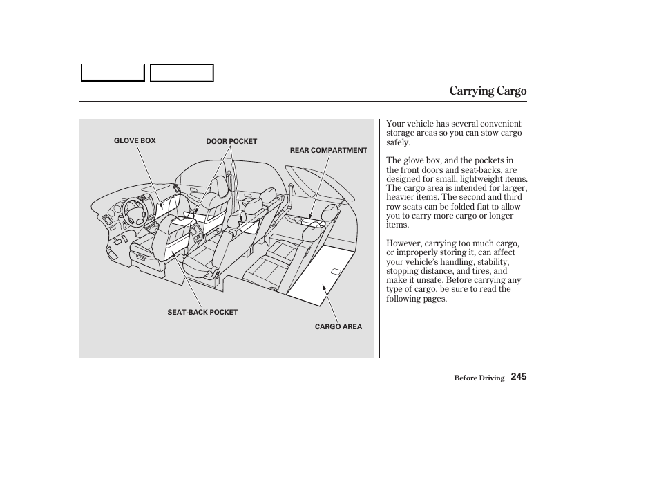 Carrying cargo | Acura 2003 MDX - Owner's Manual User Manual | Page 249 / 420