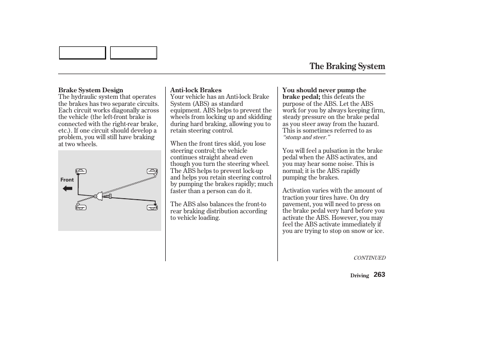 The braking system | Acura 2003 MDX - Owner's Manual User Manual | Page 267 / 420