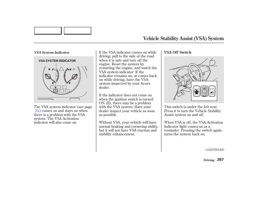 Vehicle stability assist (vsa) system | Acura 2003 MDX - Owner's Manual User Manual | Page 271 / 420