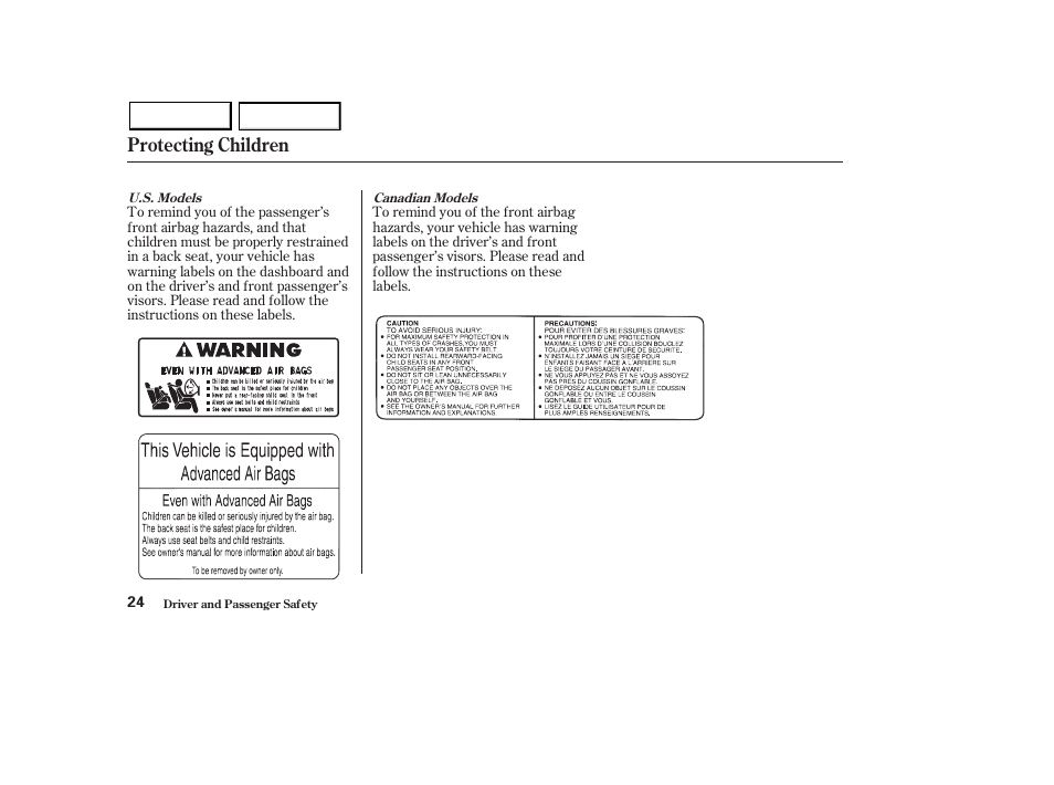 Protecting children | Acura 2003 MDX - Owner's Manual User Manual | Page 28 / 420
