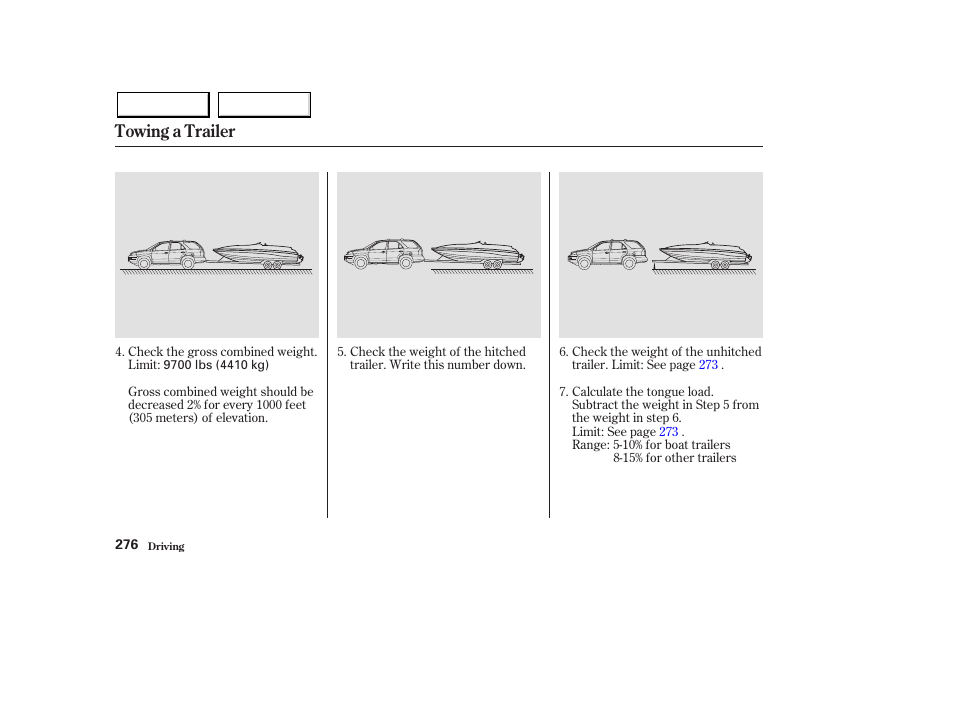 Towing a trailer | Acura 2003 MDX - Owner's Manual User Manual | Page 280 / 420