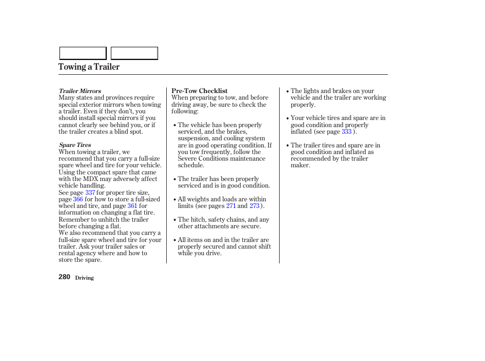 Towing a trailer | Acura 2003 MDX - Owner's Manual User Manual | Page 284 / 420