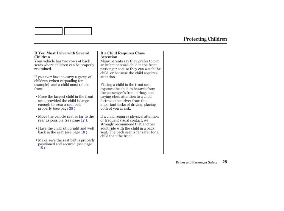 Protecting children | Acura 2003 MDX - Owner's Manual User Manual | Page 29 / 420