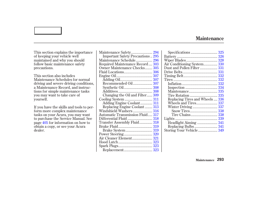 Maintenance | Acura 2003 MDX - Owner's Manual User Manual | Page 297 / 420