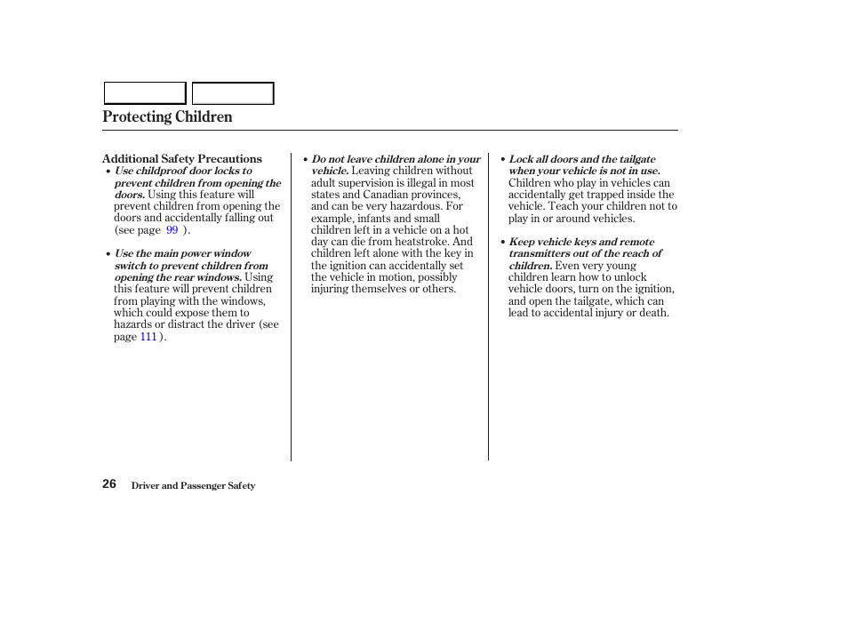 Protecting children | Acura 2003 MDX - Owner's Manual User Manual | Page 30 / 420