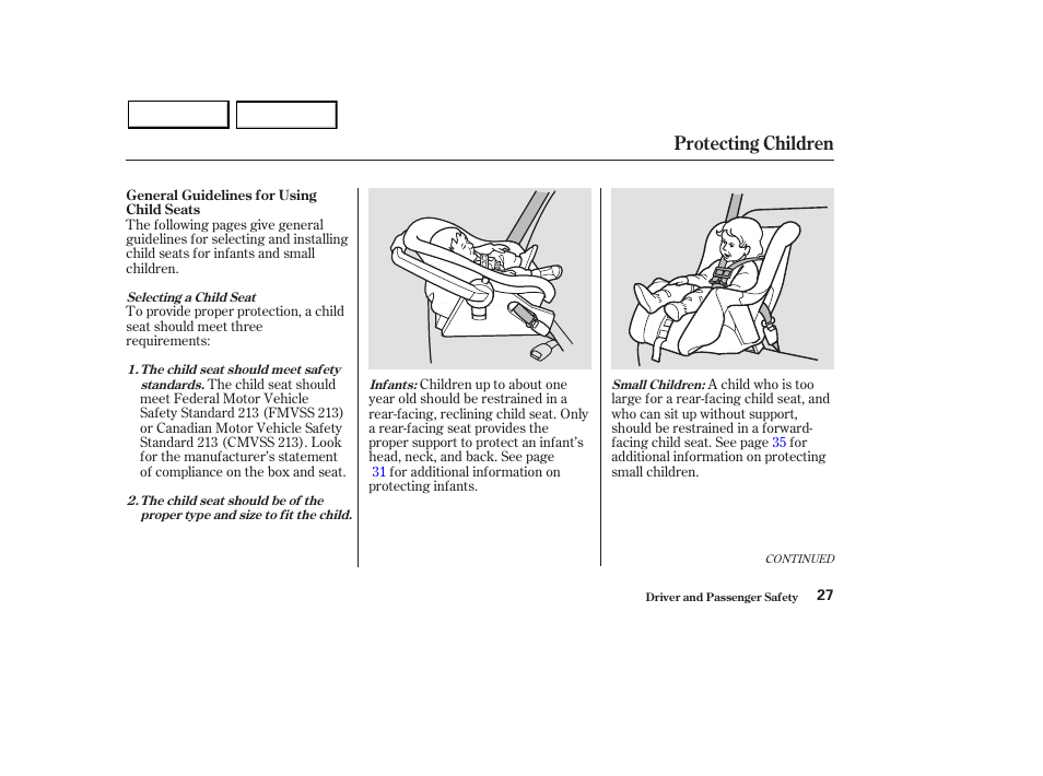 Protecting children | Acura 2003 MDX - Owner's Manual User Manual | Page 31 / 420