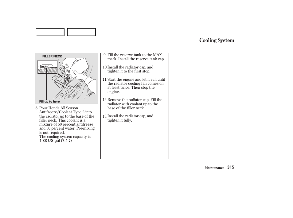Cooling system | Acura 2003 MDX - Owner's Manual User Manual | Page 319 / 420